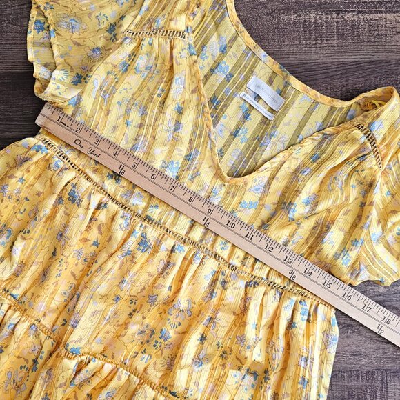 Urban Outfitters Picnic Tiered Frock Short Sleeve Dress XS Glowy Golden Yellow - Picture 6 of 12